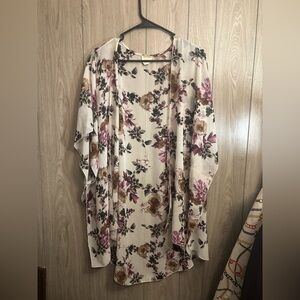 Emory Park Sheer Floral Top with Purple and Brown Accents